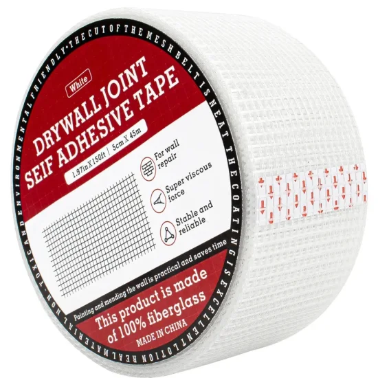 Alkaline Resistant Self Adhesive Gypsum Plaster Board Fiberglass Drywall Joint Mesh Tape